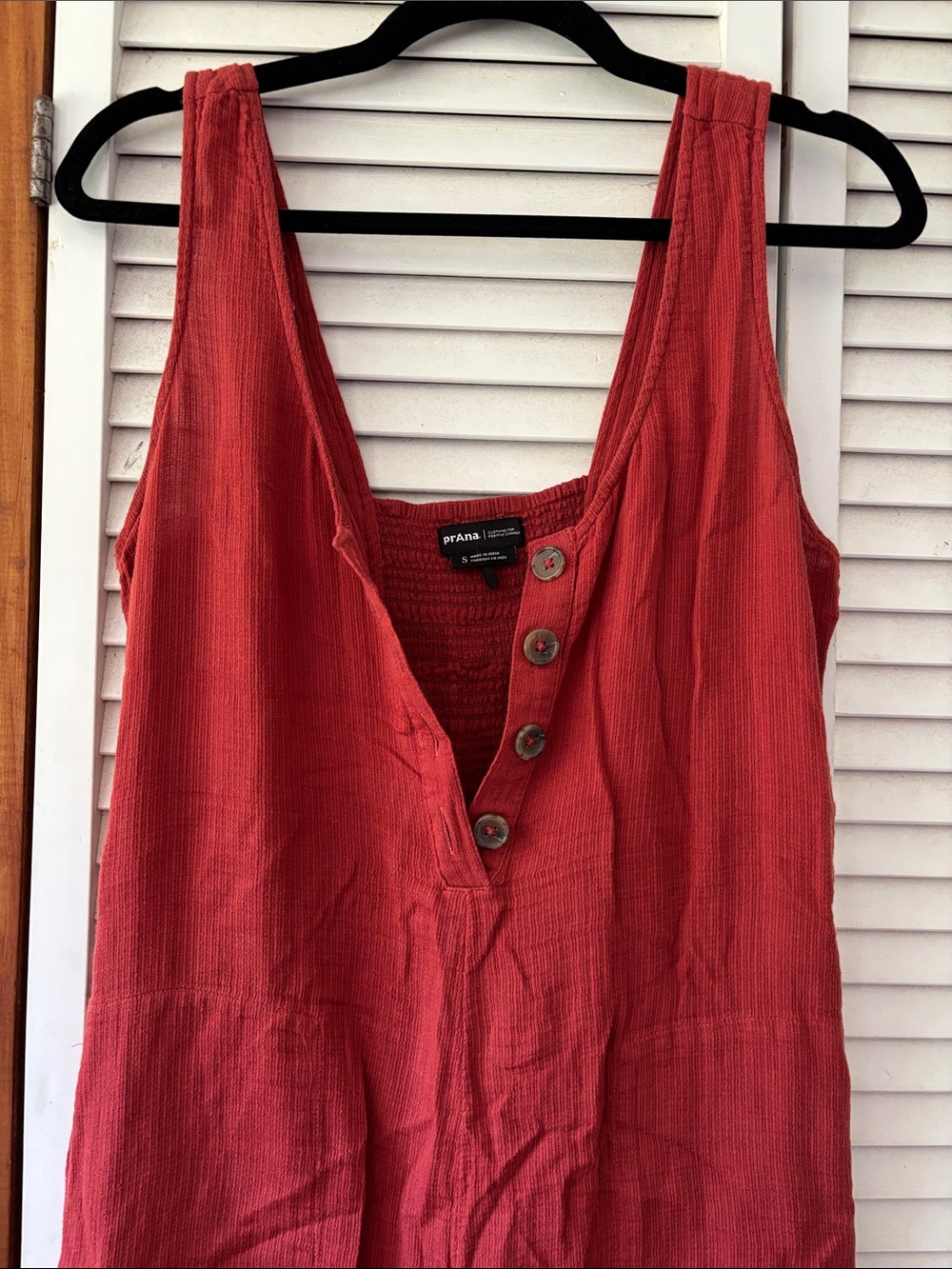 Prana Burnt Orange Button-Front Ribbed Camisole